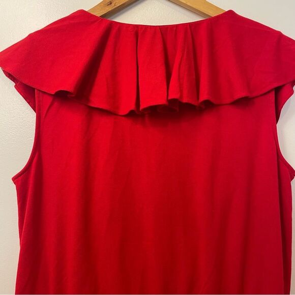 Ralph Lauren Ruffle Trim Surplice Jersey Women's Top Blouse Orange Red (Size M) - Picture 8 of 12
